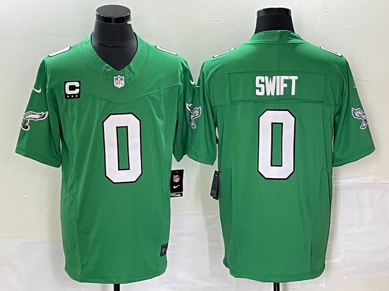 Men's Green Philadelphia Eagles #0 D’andre Swift 2023 F.U.S.E. With C Patch Vapor Untouchable Stitched Football Jersey